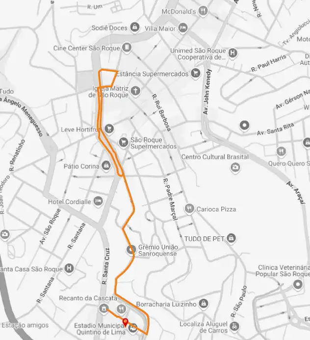 Percurso caminhada Viva Sao Roque Run 2025