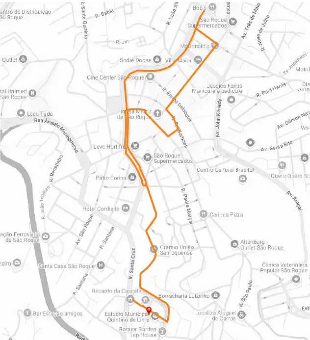 Percurso corrida Viva Sao Roque Run 2025